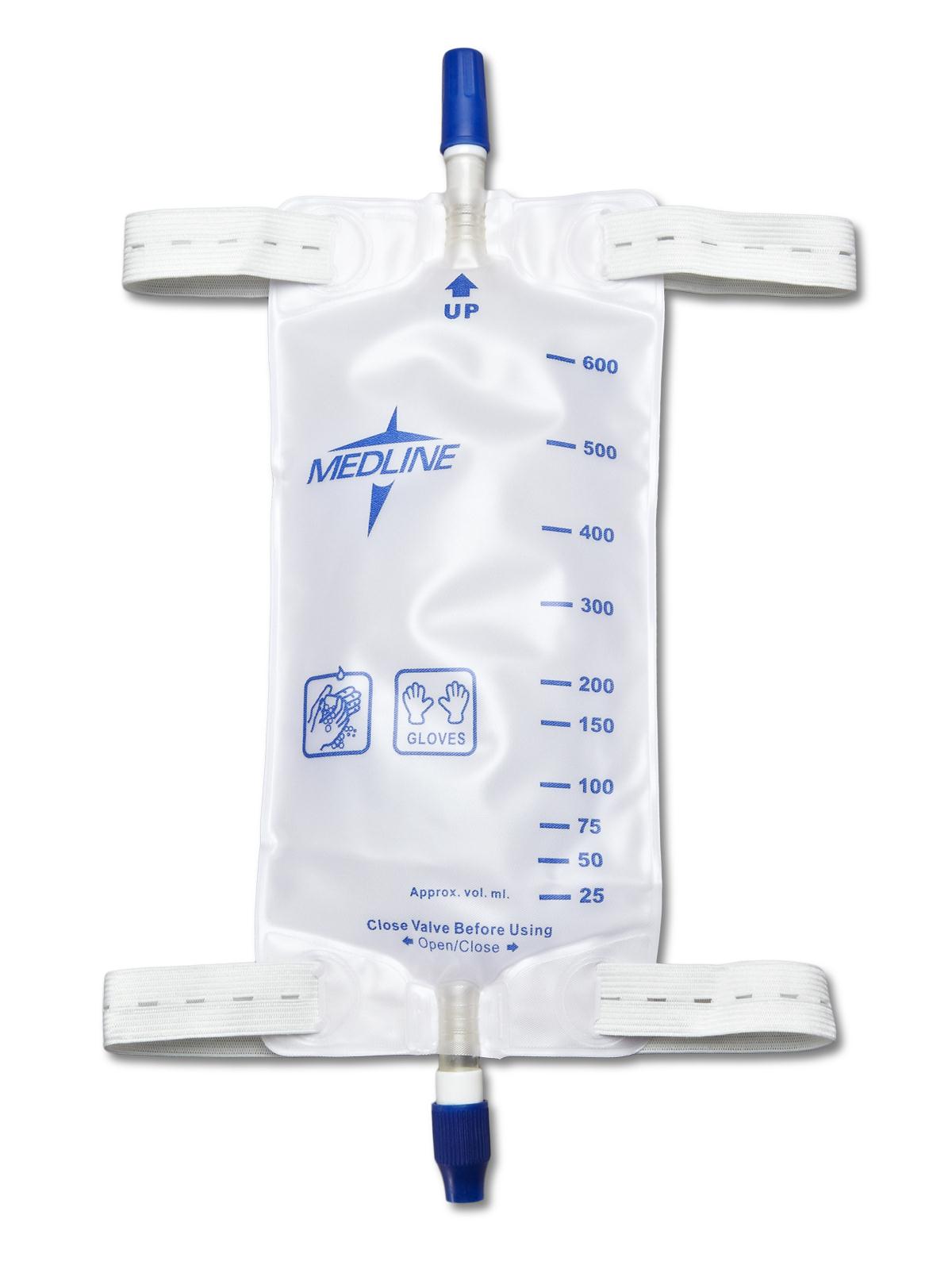 Bag Leg Urinary Drain Twist-Valve, Elastic Straps, Medium 600 mL (1/EA 48/CS) by Medline  ID DYND12574